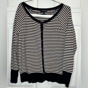 Lane Bryant Black/Gold Metallic Striped Button Down Cardigan - Size 14/16